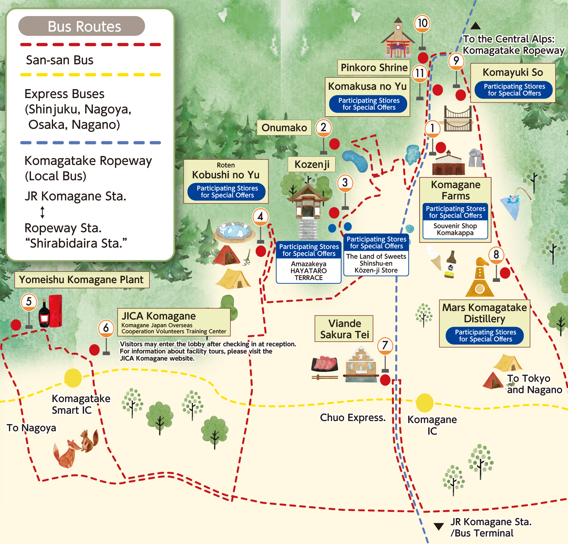 San-san Bus sightseeing route map